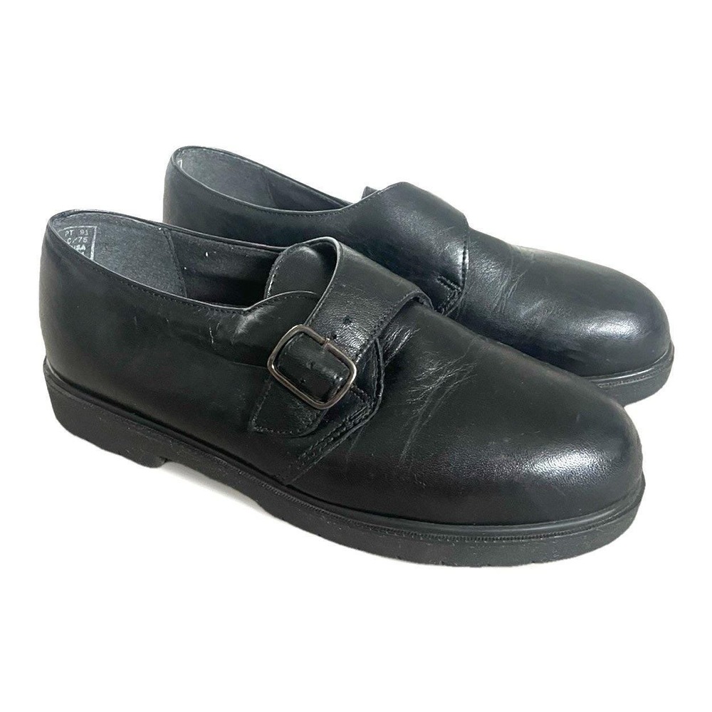 Vintage 90s Red Wing Postman Buckle Leather Shoe Women 7D Wide Black Made in USA
